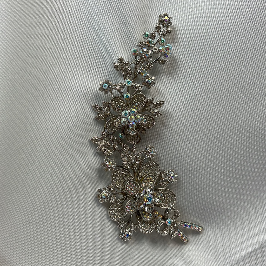 Vintage Kirks Folly Floral Double Jointed Silver Tone Rhinestone Brooch Pin 175$